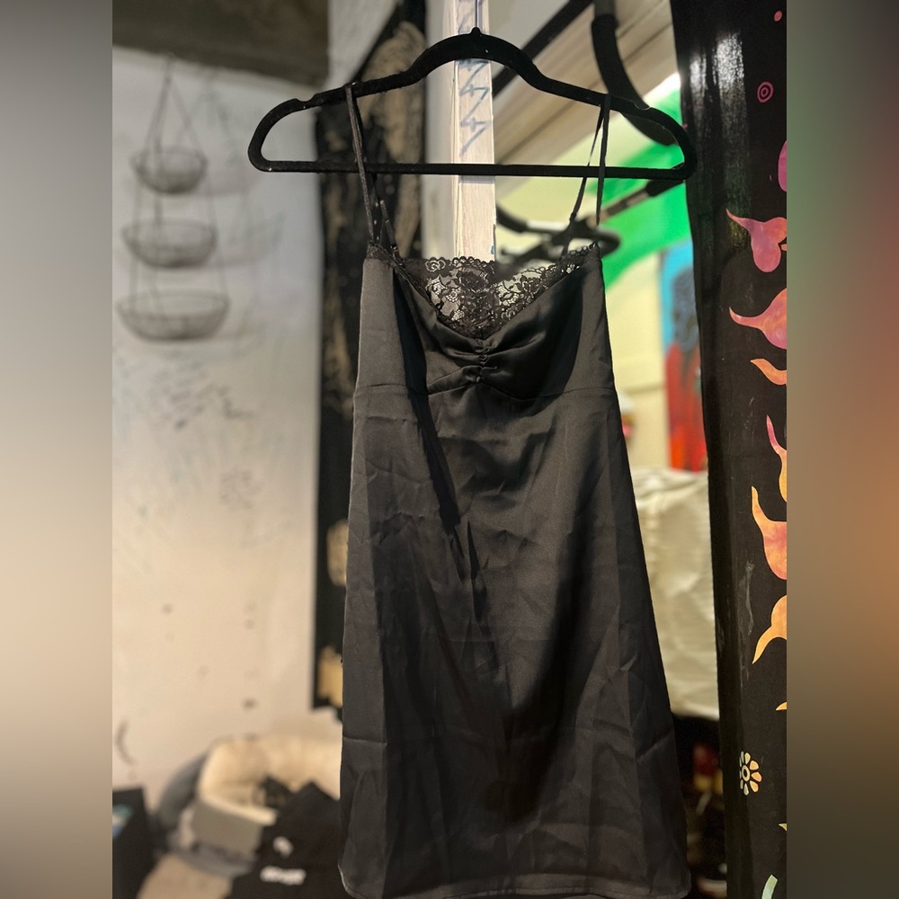 Black Silk Tank Top